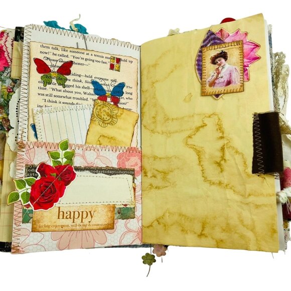 Handmade Junk Journal Blank 60 Pages Vintage Modern Mixed Pages Inc Ephemera u - Picture 10 of 11